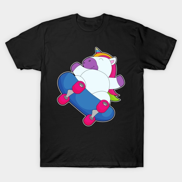 Unicorn Skater Skateboard T-Shirt by Markus Schnabel